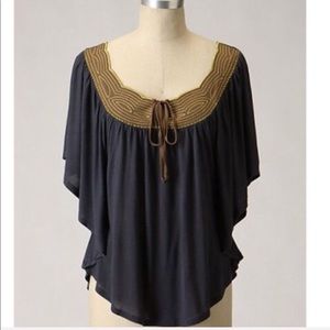 Anthro Ric Rac navy dolman sleeve tunic size small